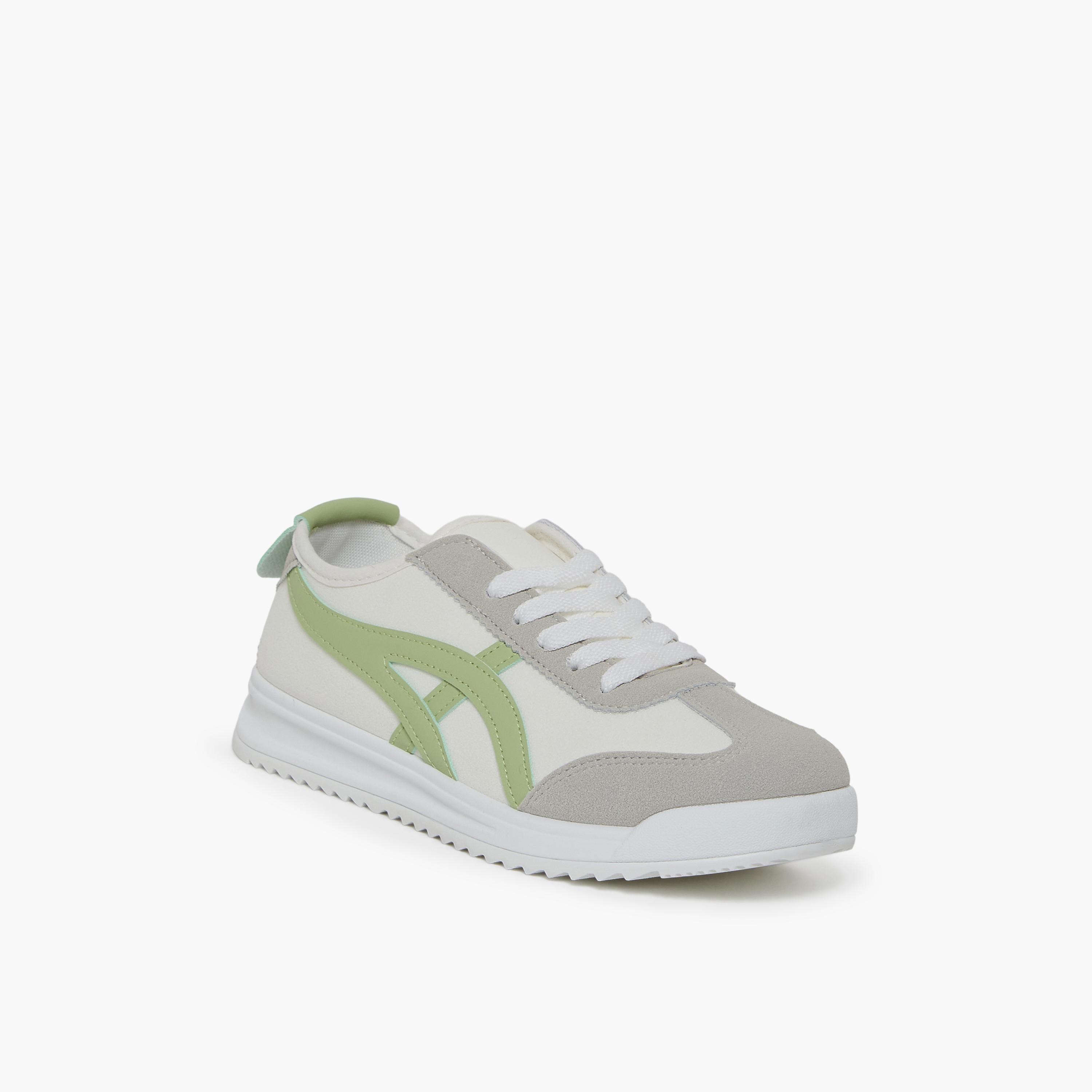 جيومني - حذاء رياضي كيم برباط نعل سميك كاحل منخفض للنساء | 481TF311-5-WHTGRN-women-shoes-sneakers-image-1