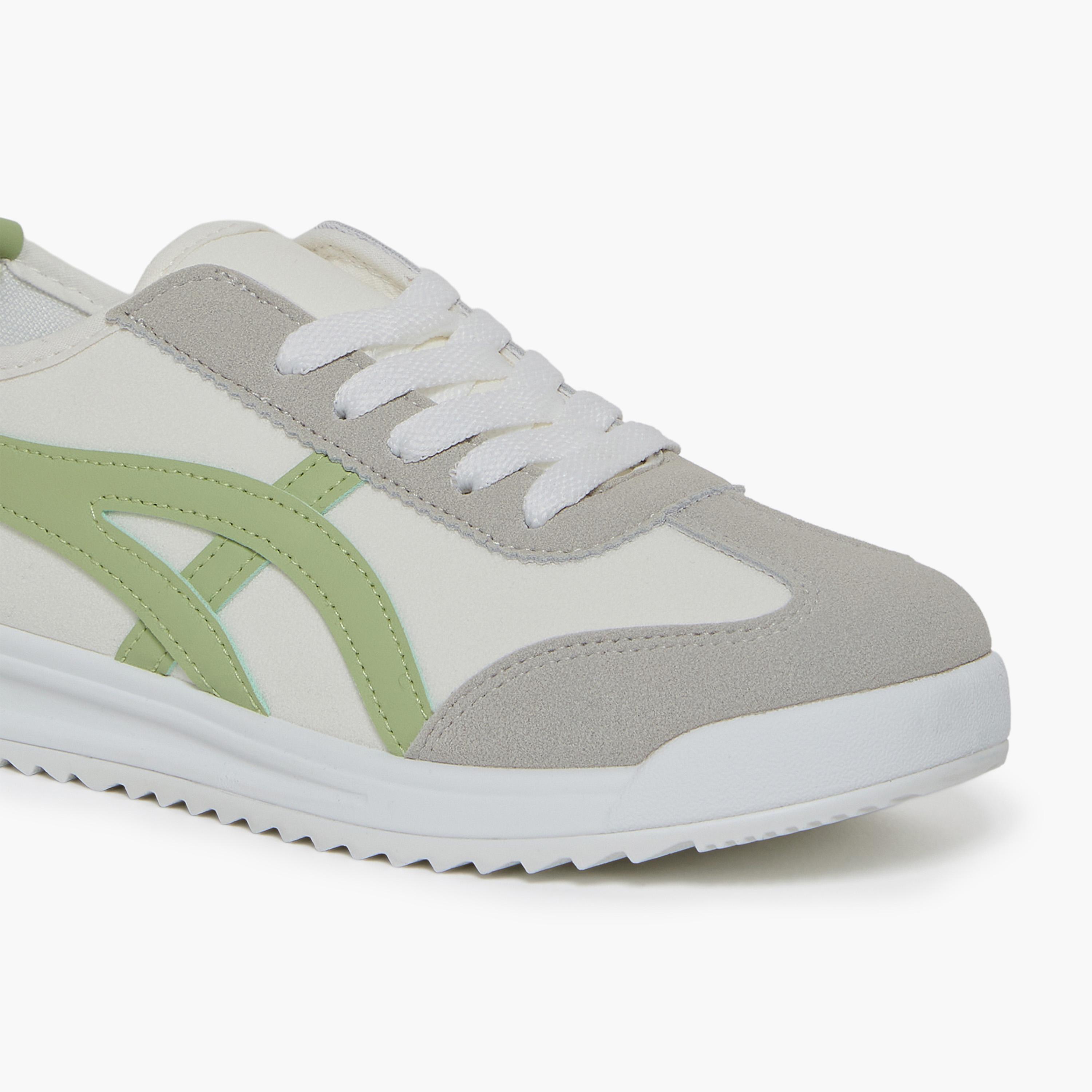 جيومني - حذاء رياضي كيم برباط نعل سميك كاحل منخفض للنساء | 481TF311-5-WHTGRN-women-shoes-sneakers-image-2