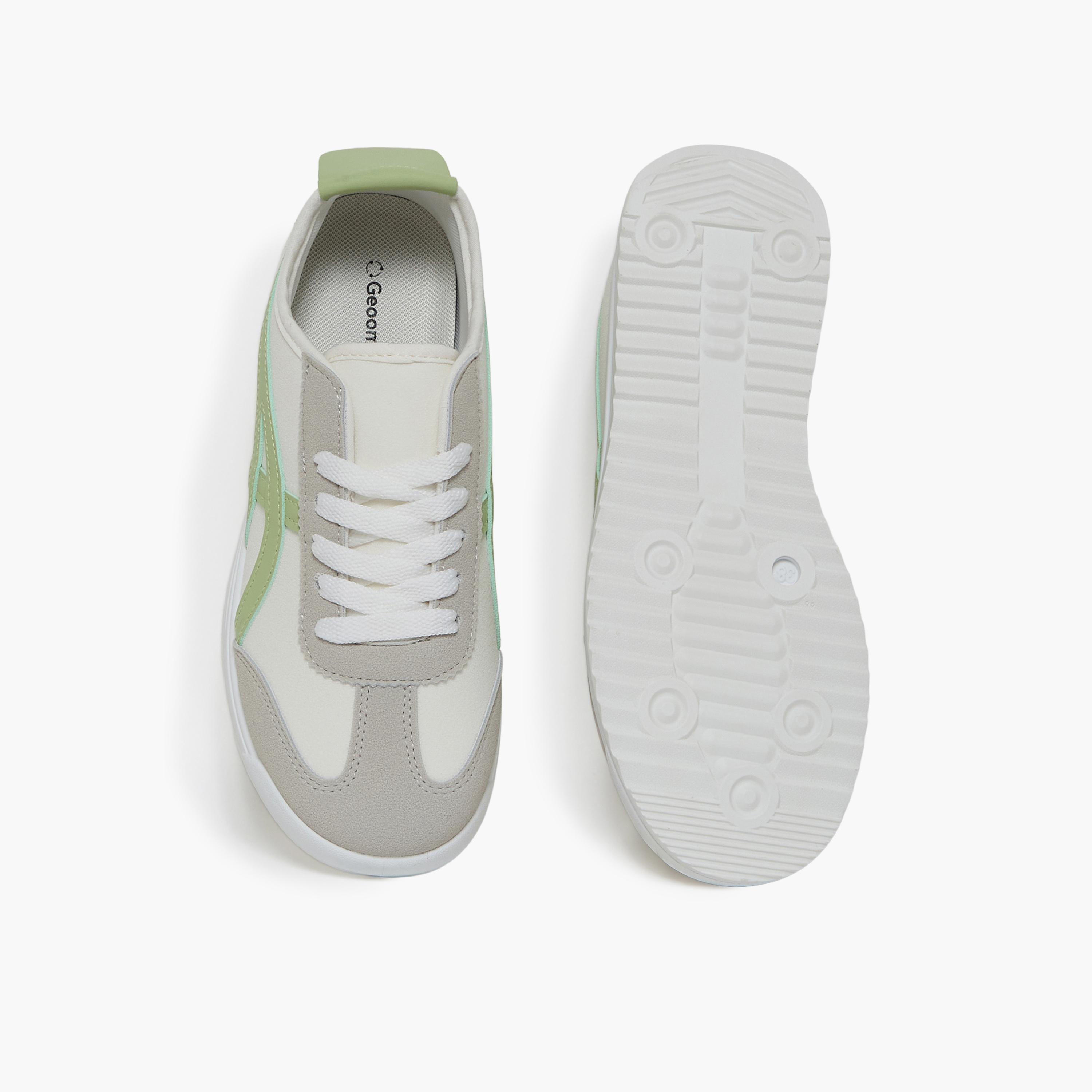 جيومني - حذاء رياضي كيم برباط نعل سميك كاحل منخفض للنساء | 481TF311-5-WHTGRN-women-shoes-sneakers-image-3