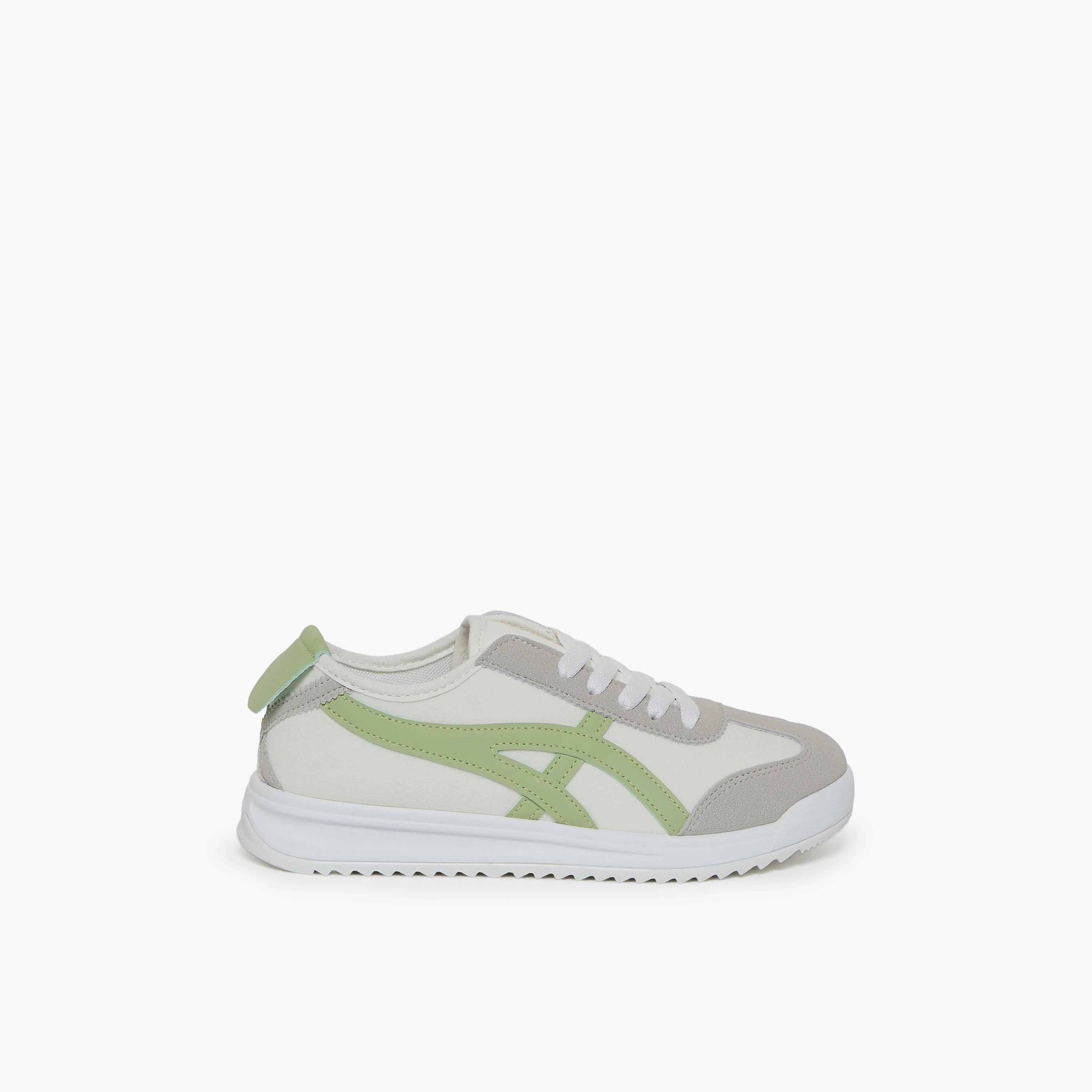 جيومني - حذاء رياضي كيم برباط نعل سميك كاحل منخفض للنساء | 481TF311-5-WHTGRN-women-shoes-sneakers-image-4