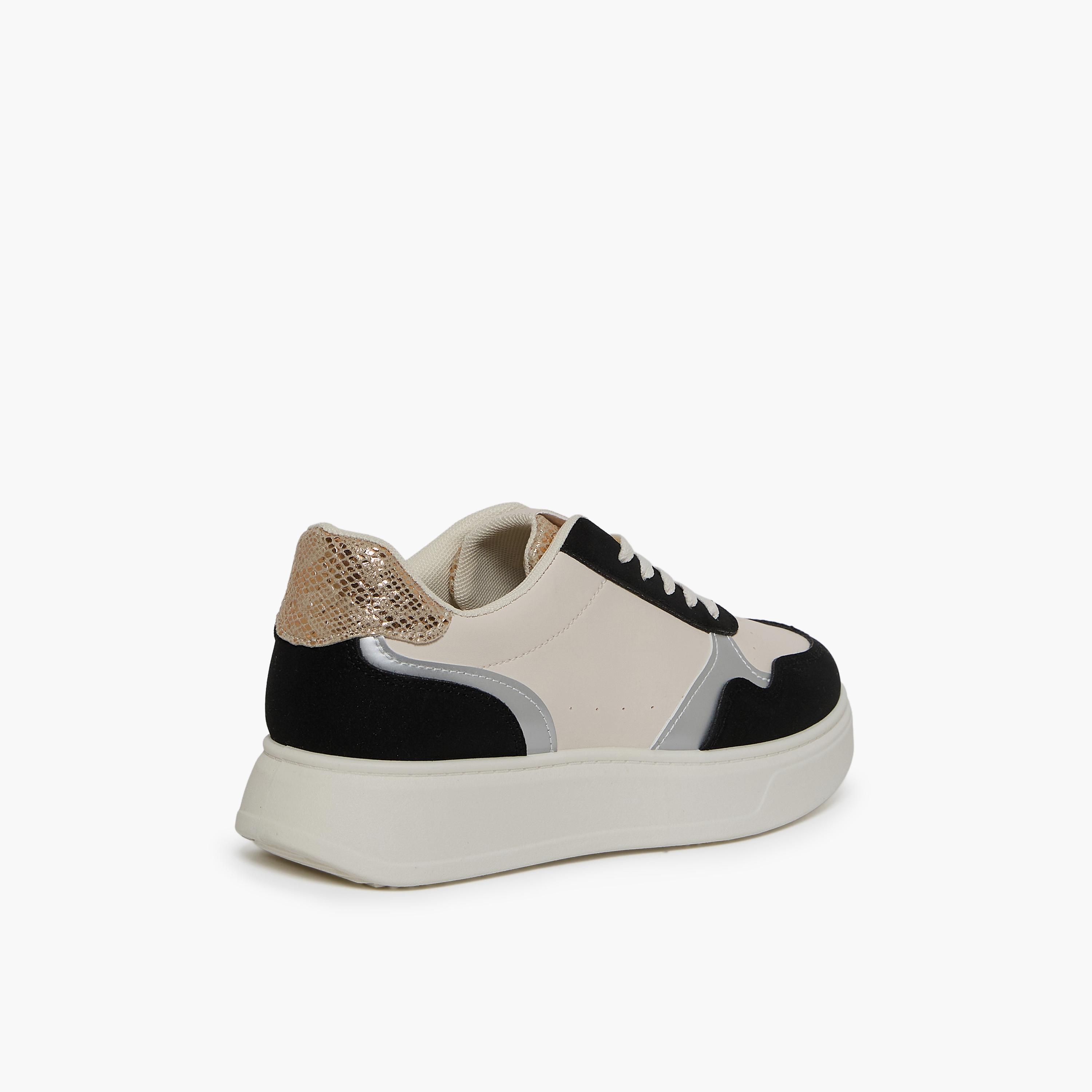 Geoomnii Women's Lace-Up Deniz Flatform Low Ankle Sneakers | 485TF311-6-BLKSLVR-women-shoes-sneakers-image-5
