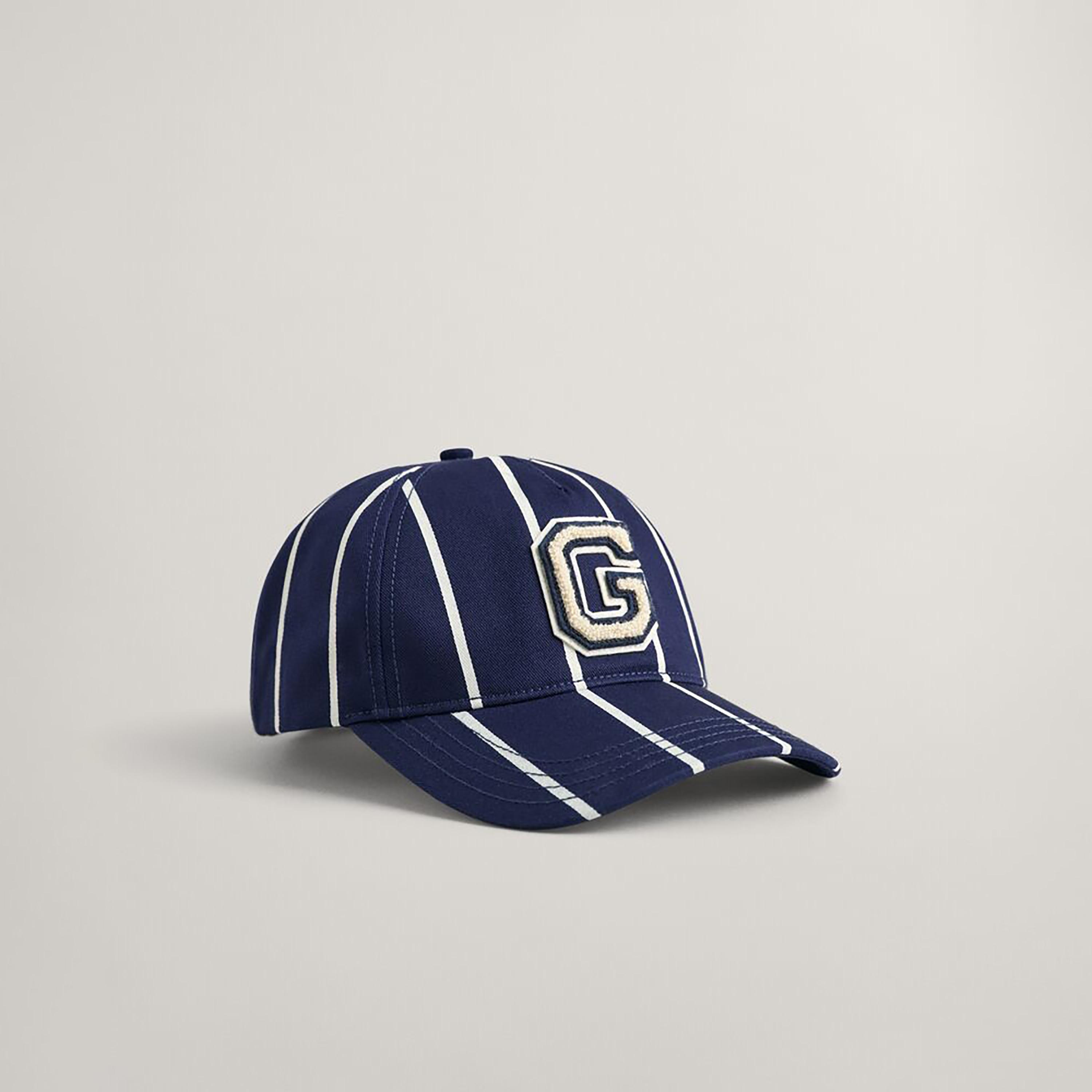 قبعة بيسبول قطنية مخططة ونص G | 4900088-غان-women-clothingaccessories-capsandhats-image-4