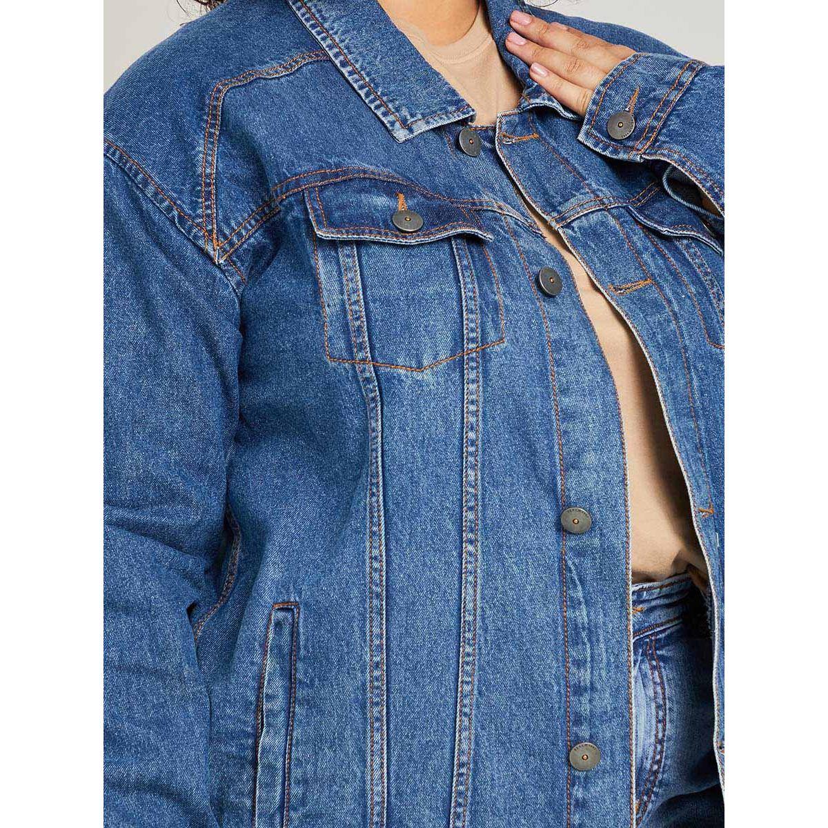 Styli Plus Oversized Denim Jacket -women-winterwear-coatsandjackets-jackets-image-3