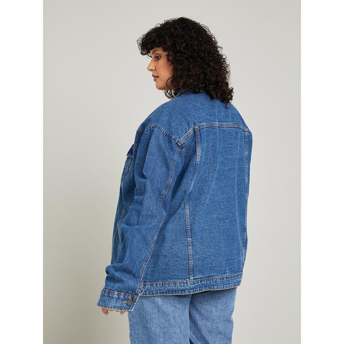 Styli Plus Oversized Denim Jacket -women-winterwear-coatsandjackets-jackets-image-4