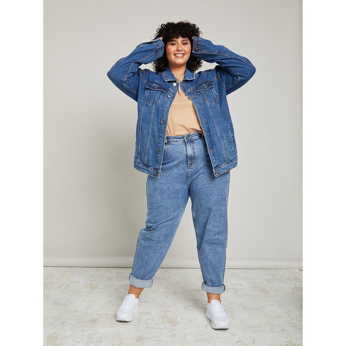 Styli Plus Oversized Denim Jacket -women-winterwear-coatsandjackets-jackets-image-5