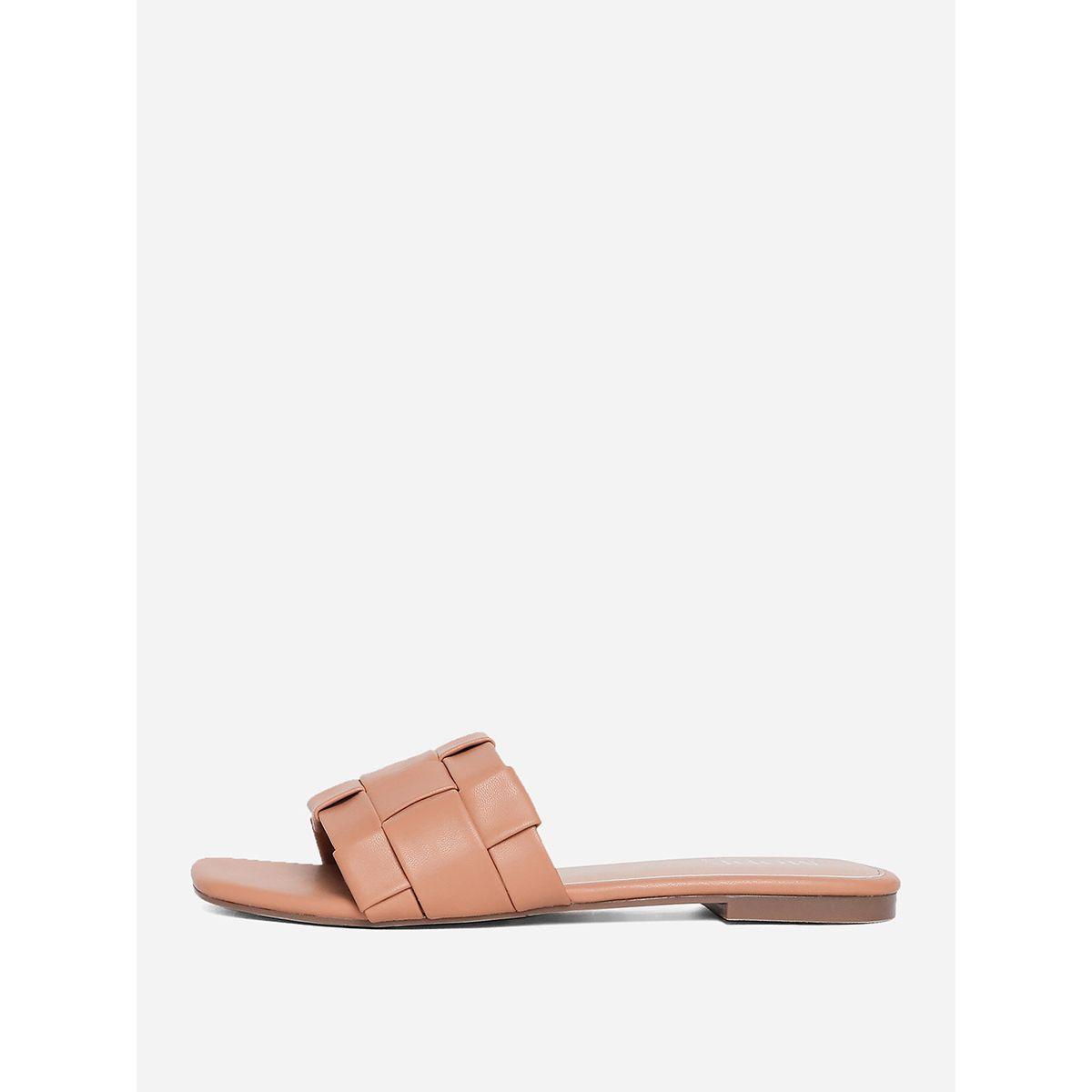 Checked Woven Detail Flat Sandal-women-shoes-sandals-flats-image-2