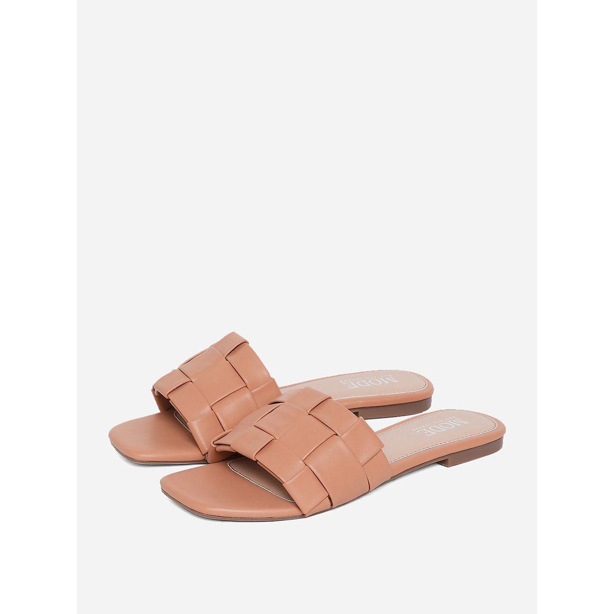 Checked Woven Detail Flat Sandal-women-shoes-sandals-flats-image-4