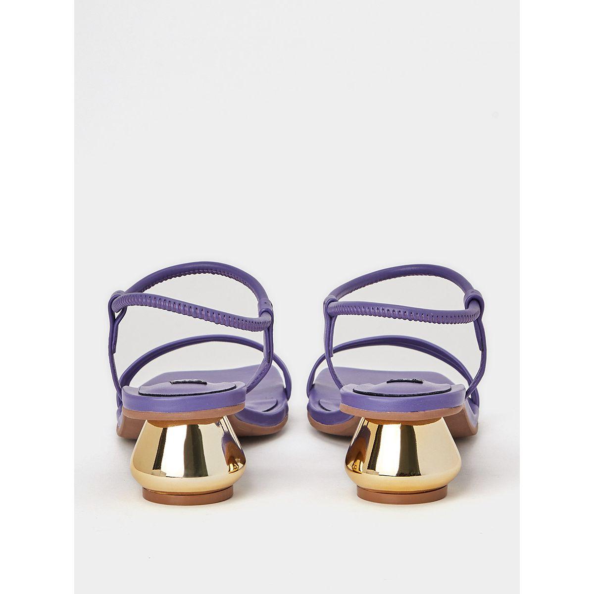 Styli Metallic Heel Detail Square Toe Sandals-women-shoes-heels-image-3