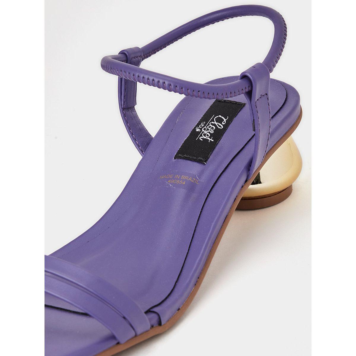 Styli Metallic Heel Detail Square Toe Sandals-women-shoes-heels-image-4