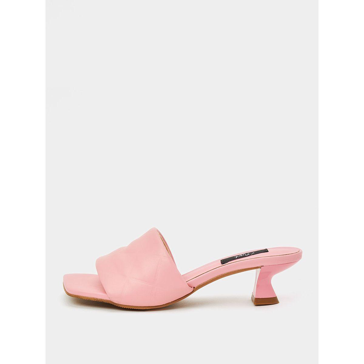 Styli Square Toe Quilted Kitten Heel Sandals-women-shoes-heels-image-1