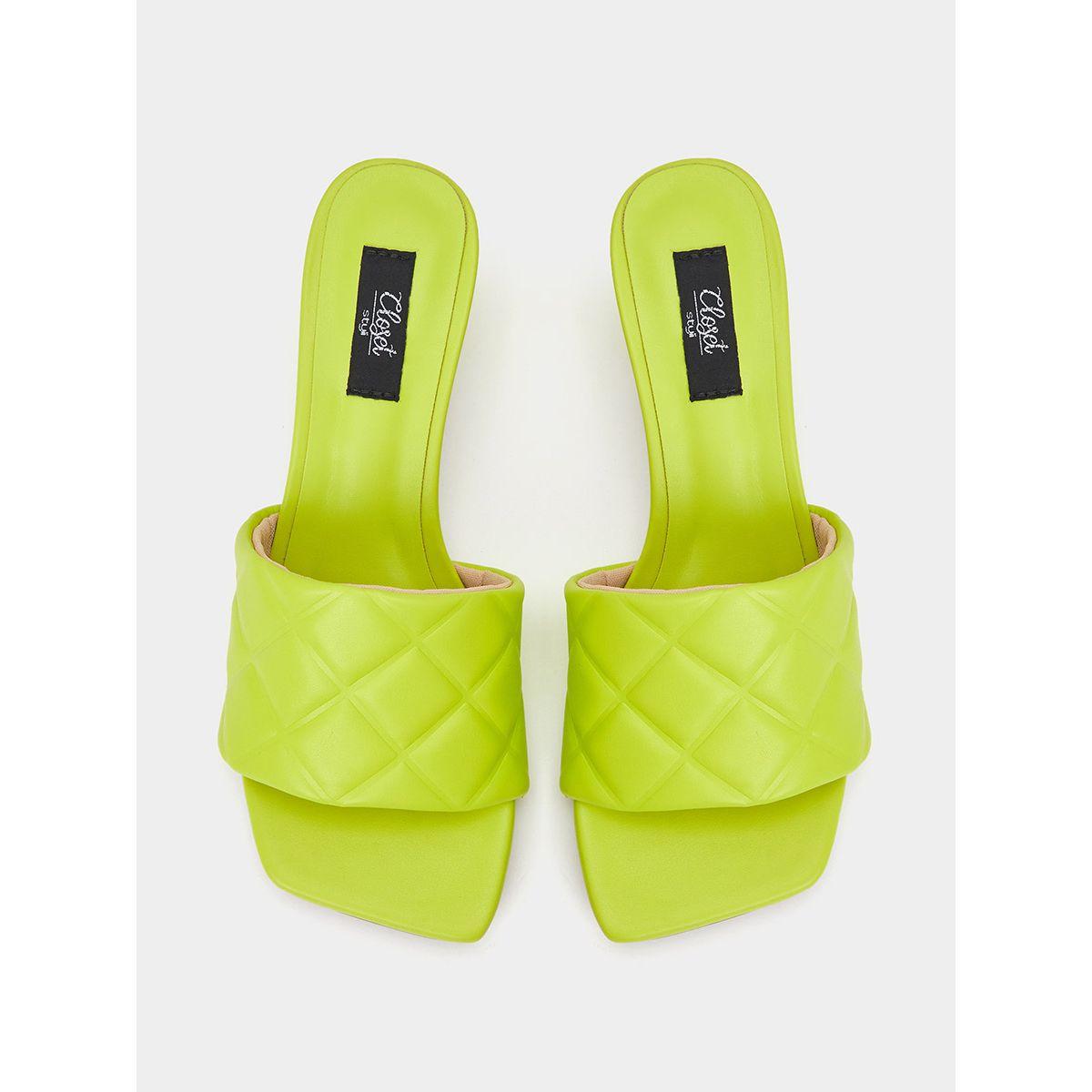 Styli Square Toe Quilted Kitten Heel Sandals-women-shoes-heels-image-5