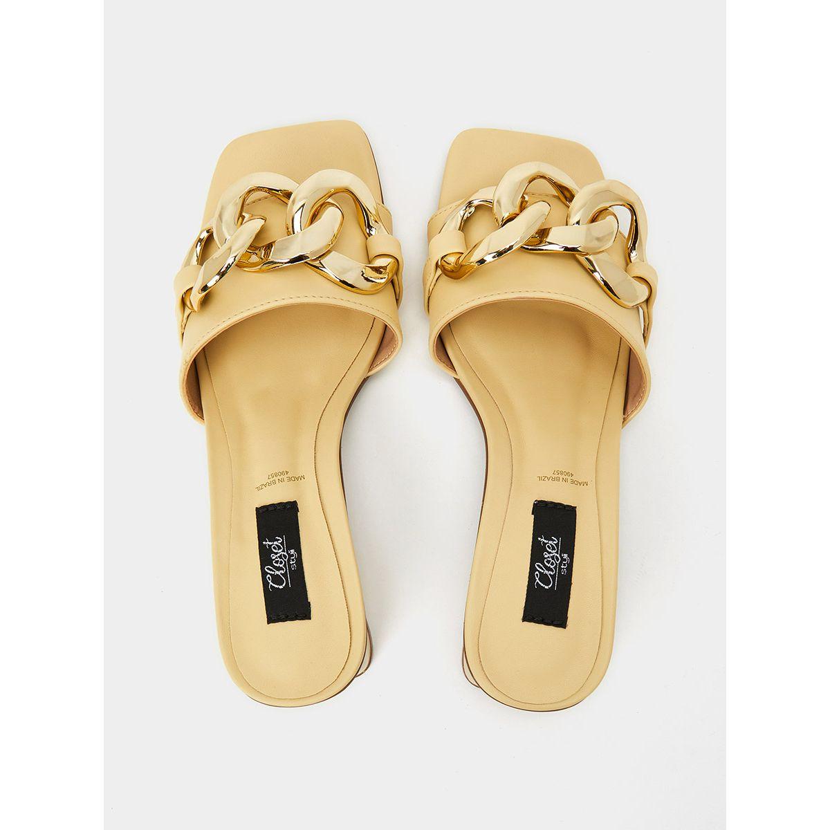 Styli Chain Detail Heel Mule Sandals-women-shoes-heels-image-5