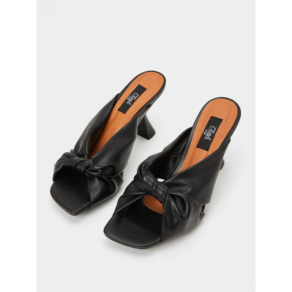 Styli Twisted Knot Detail Square Toe Heel Sandals-women-shoes-heels-image-2