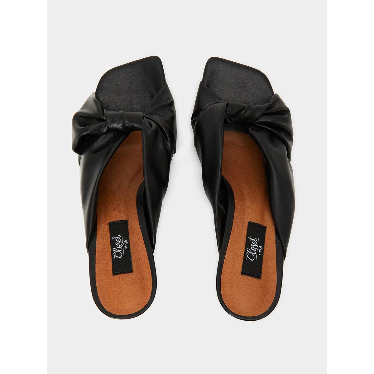 Styli Twisted Knot Detail Square Toe Heel Sandals-women-shoes-heels-image-5