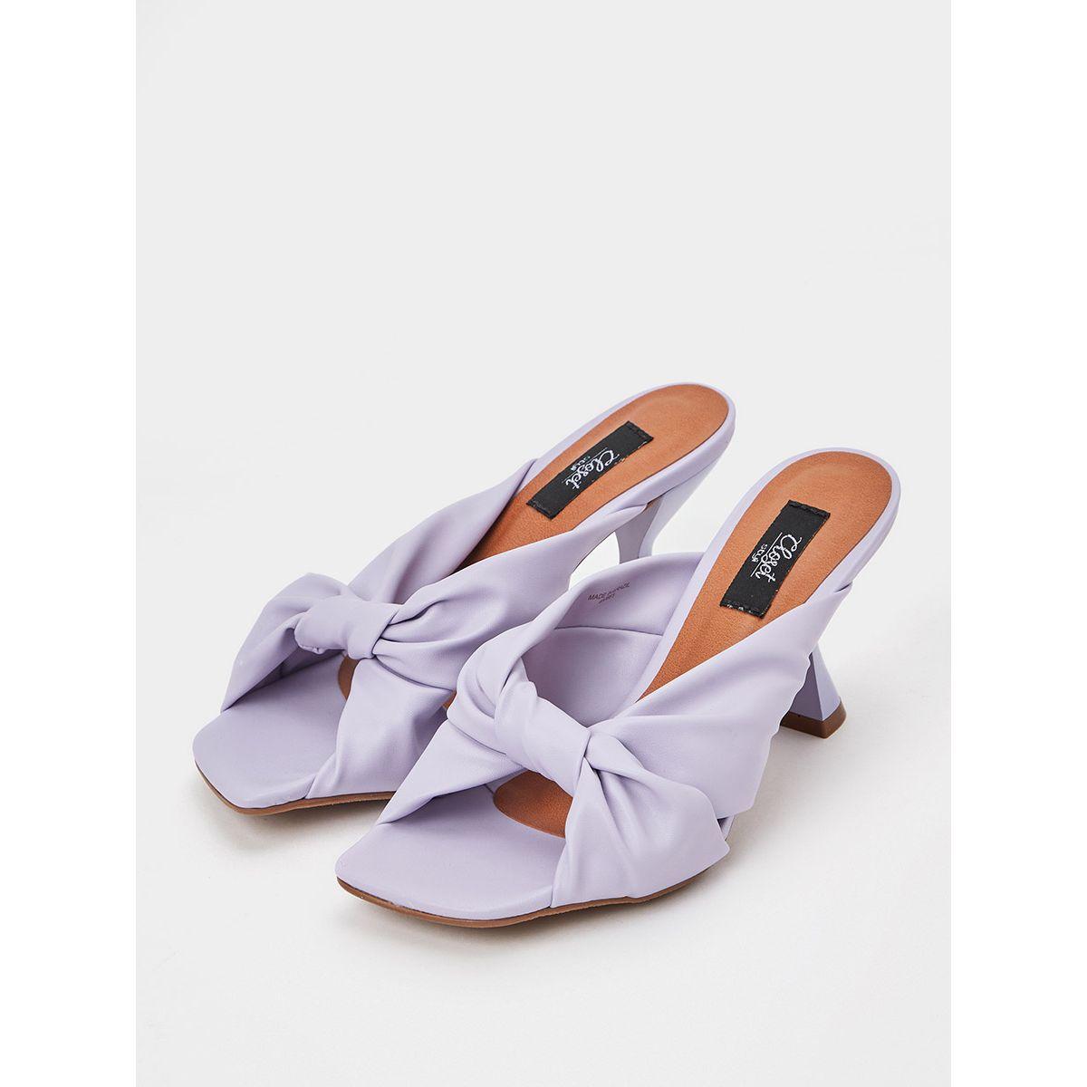 Styli Twisted Knot Detail Square Toe Heel Sandals-women-shoes-heels-image-2