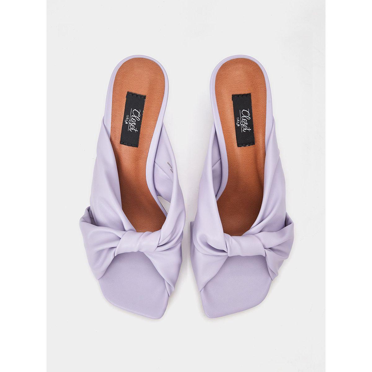 Styli Twisted Knot Detail Square Toe Heel Sandals-women-shoes-heels-image-5