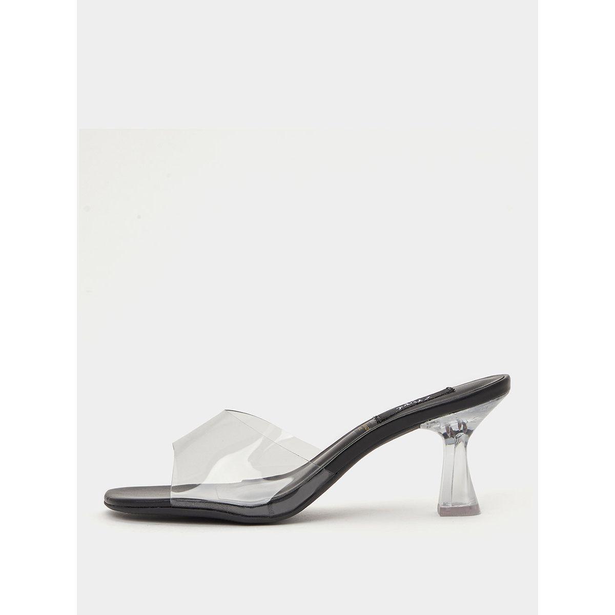Styli Transparent Strap Square Toe Heel Sandals-women-shoes-heels-image-1