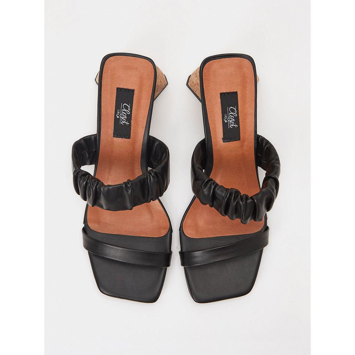 Styli Ruched Strap Cork Heel Sandals-women-shoes-heels-image-5