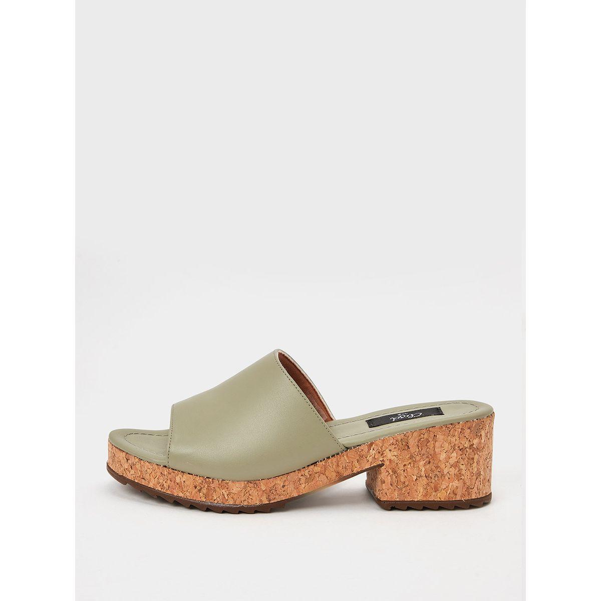 Styli Open Toe Cork Heel Sandals-women-shoes-heels-image-1
