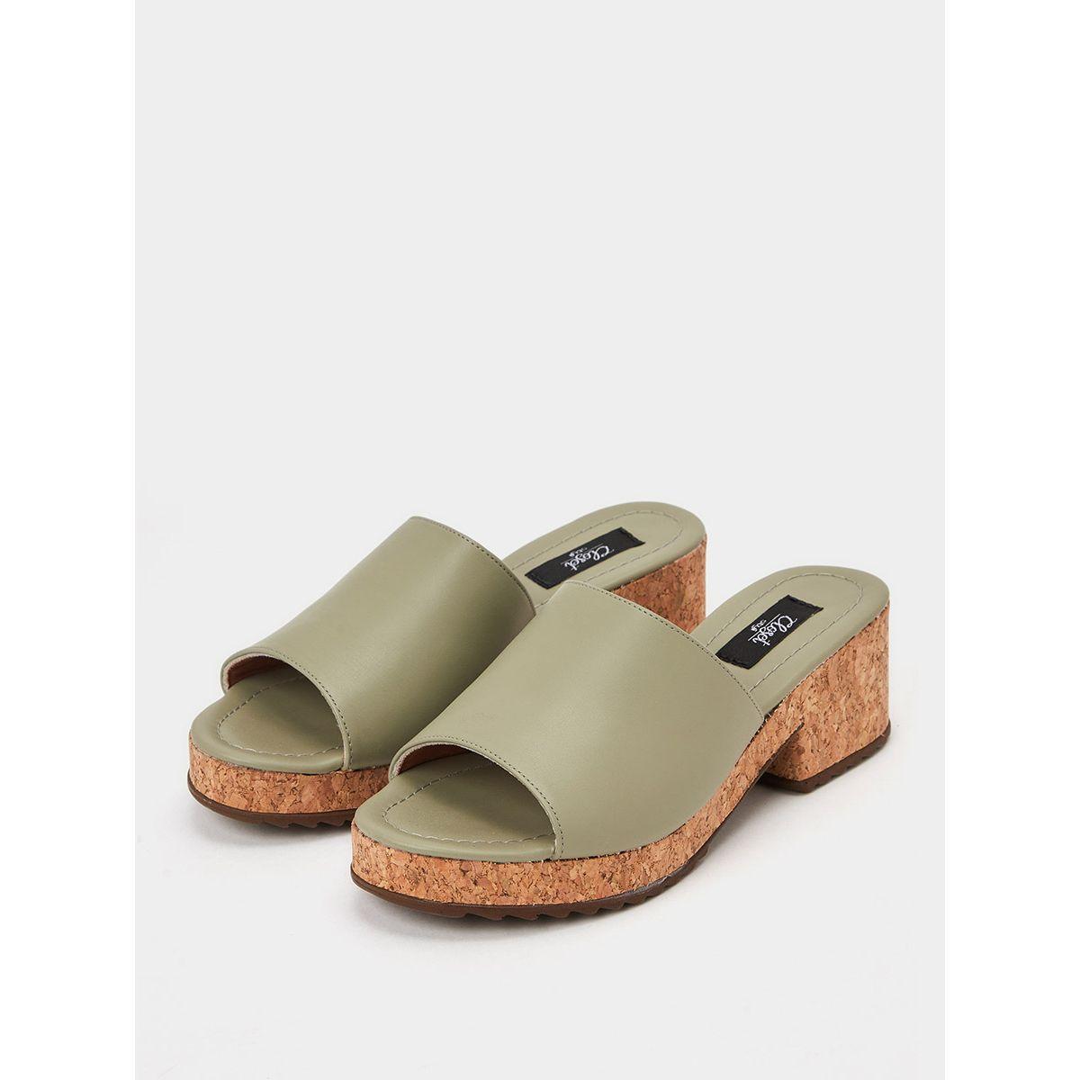 Styli Open Toe Cork Heel Sandals-women-shoes-heels-image-2