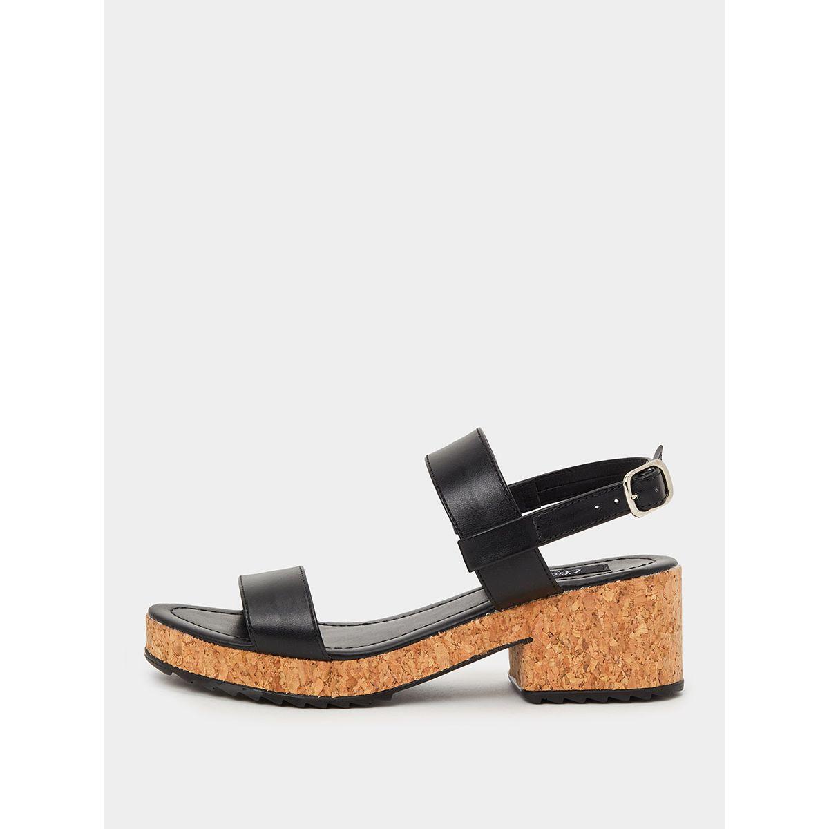 Styli Cork Heel  Buckle Strap Sandals-women-shoes-heels-image-1