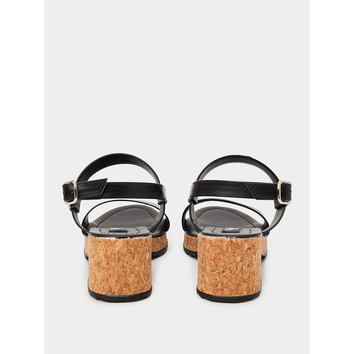 Styli Cork Heel  Buckle Strap Sandals-women-shoes-heels-image-3