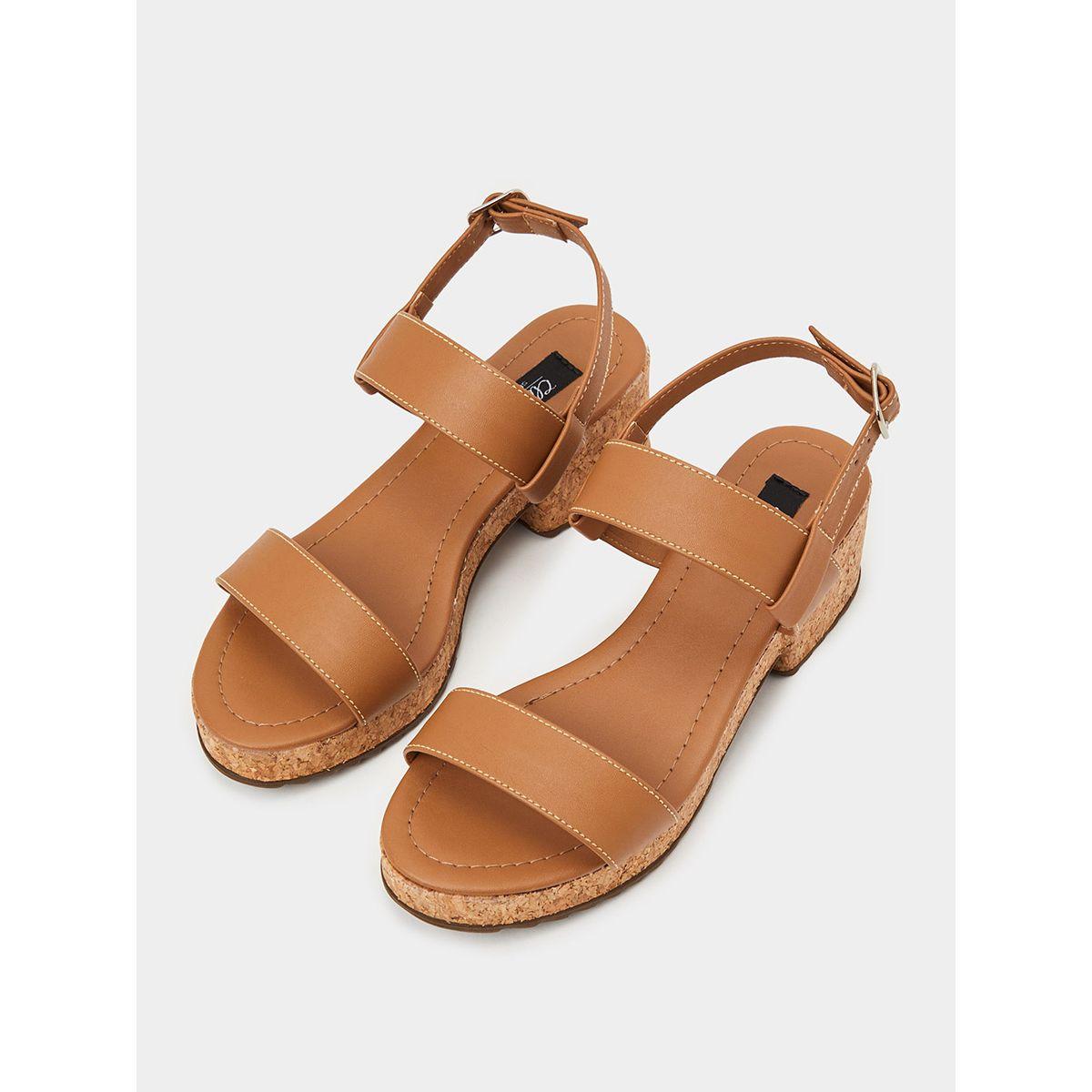 Styli Cork Heel  Buckle Strap Sandals-women-shoes-heels-image-2