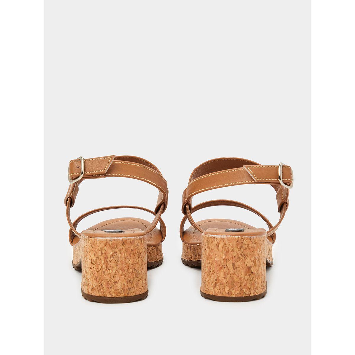 Styli Cork Heel  Buckle Strap Sandals-women-shoes-heels-image-3