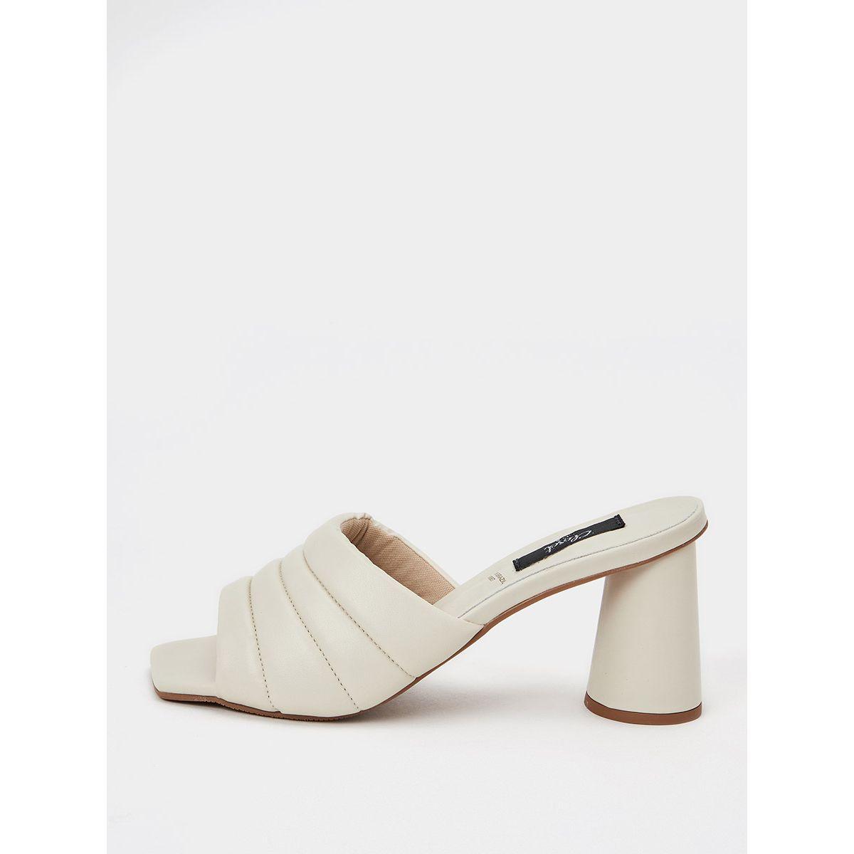 Styli Padded Square Toe Flared Heel Sandals-women-shoes-heels-image-1