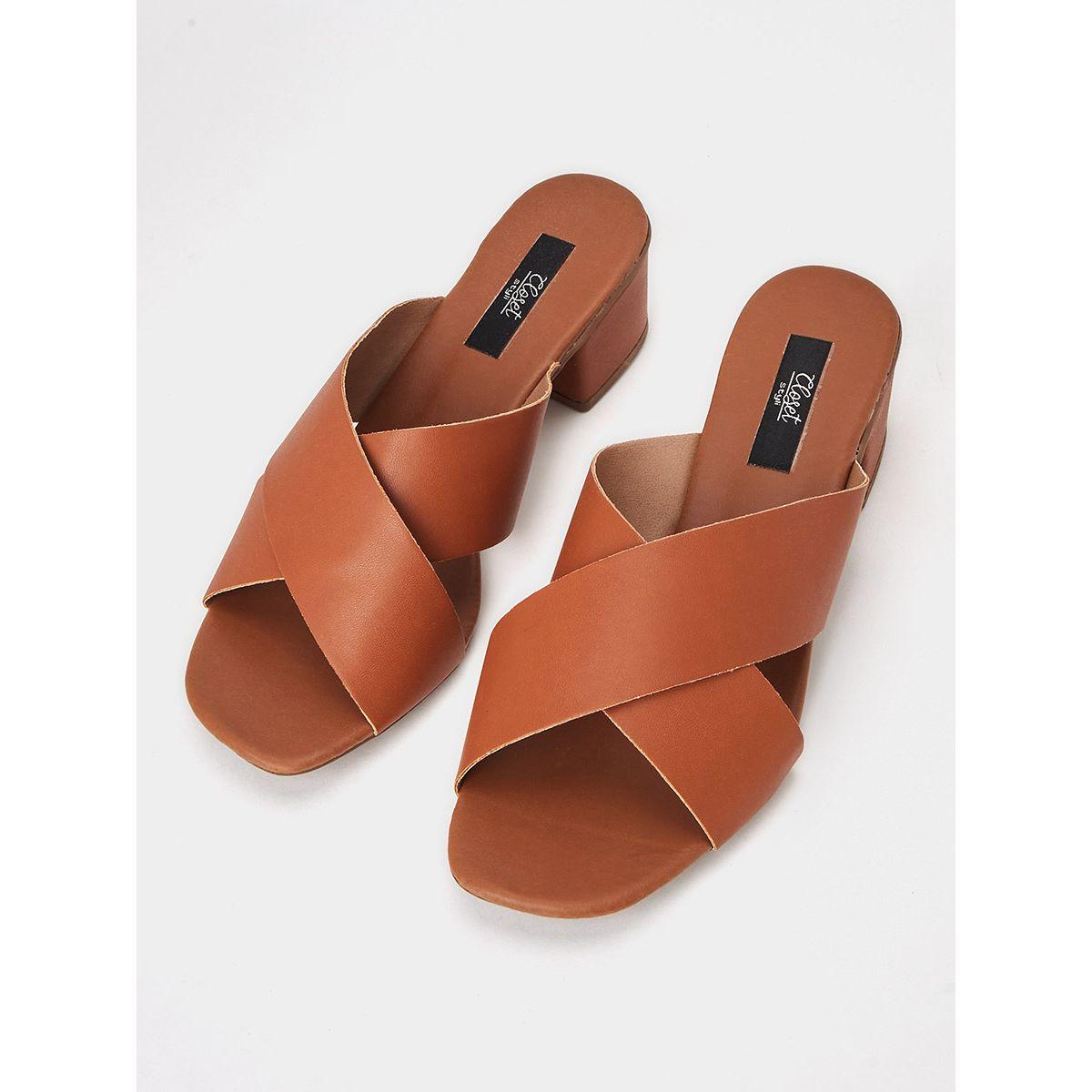 Styli Cross Band Block Heel Mule Sandals-women-shoes-heels-image-2