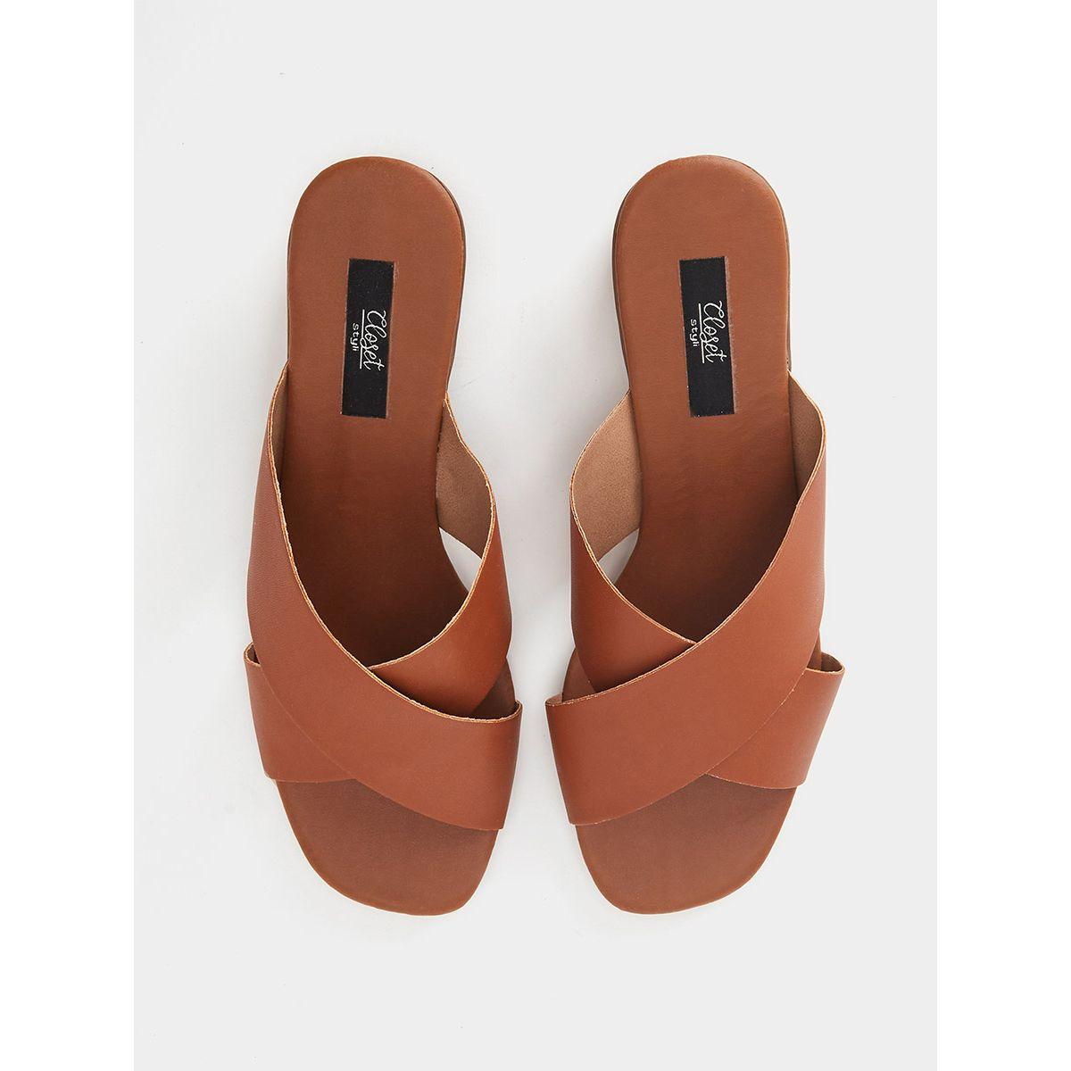 Styli Cross Band Block Heel Mule Sandals-women-shoes-heels-image-4