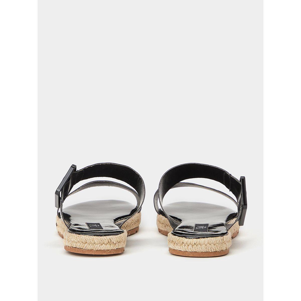 Styli Double Strap Buckle Trim Espadrille Flat Sandals-women-shoes-sandals-flats-image-3