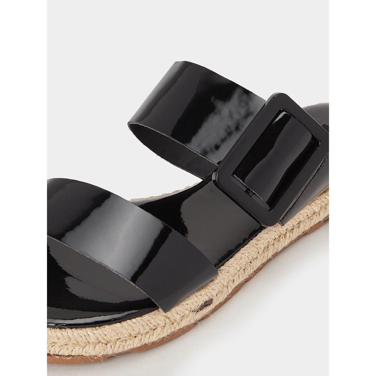 Styli Double Strap Buckle Trim Espadrille Flat Sandals-women-shoes-sandals-flats-image-4