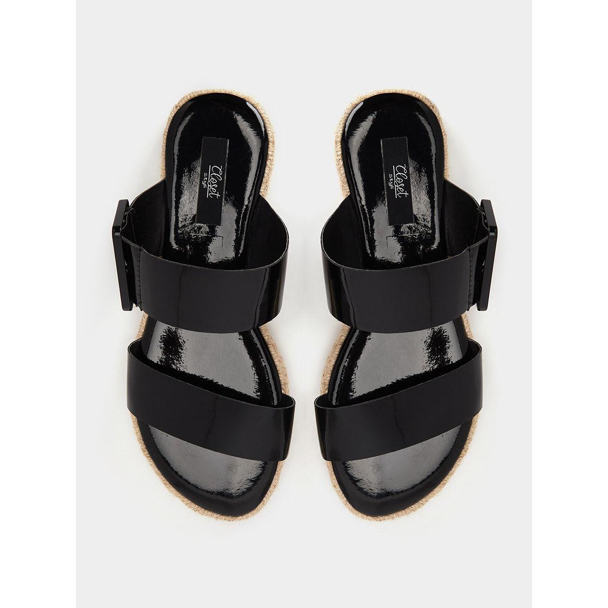 Styli Double Strap Buckle Trim Espadrille Flat Sandals-women-shoes-sandals-flats-image-5