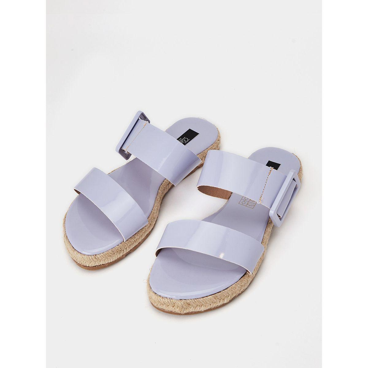 Styli Double Strap Buckle Trim Espadrille Flat Sandals-women-shoes-sandals-flats-image-2