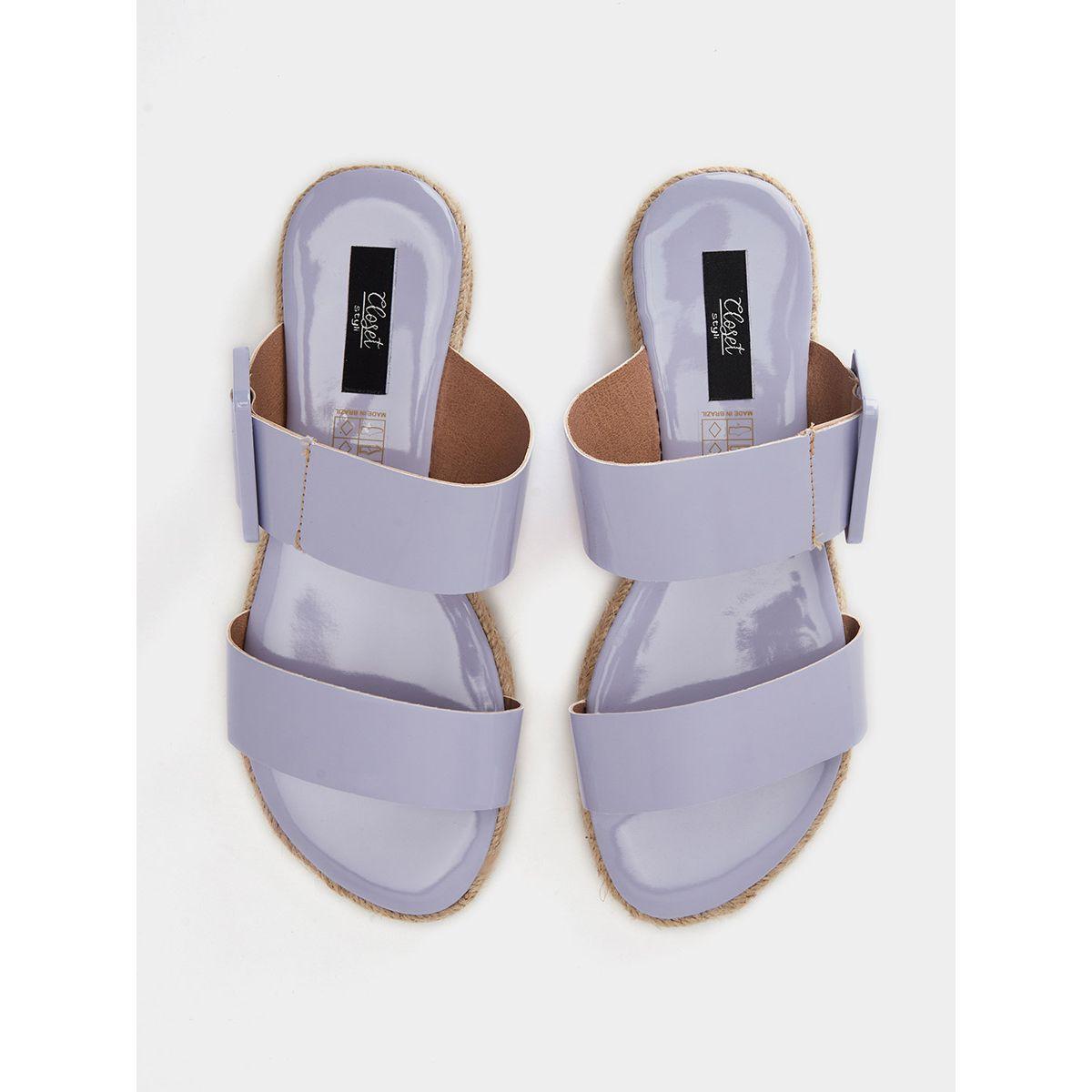 Styli Double Strap Buckle Trim Espadrille Flat Sandals-women-shoes-sandals-flats-image-5