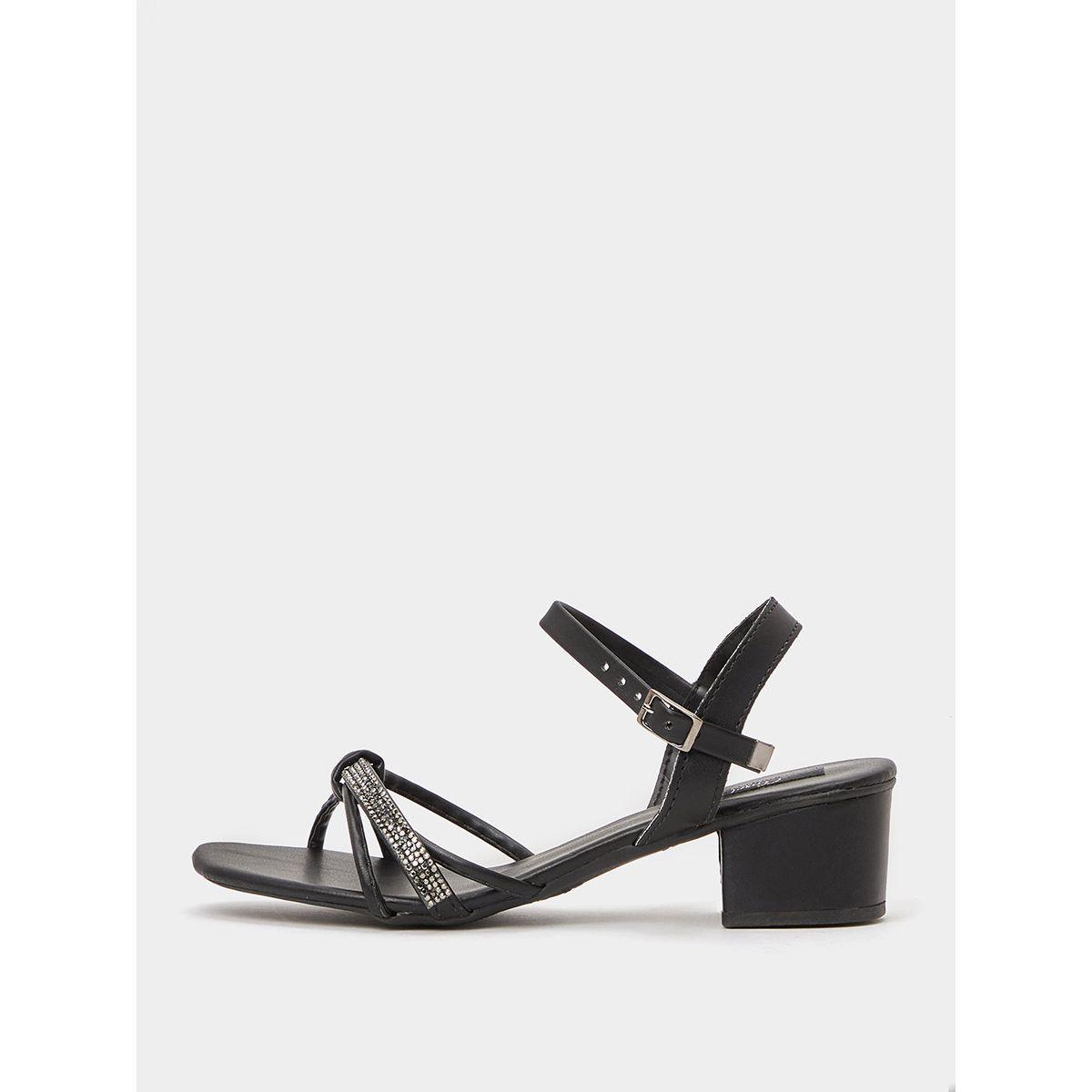 Styli Embellished Detail Block Heel Sandals-women-shoes-heels-image-1