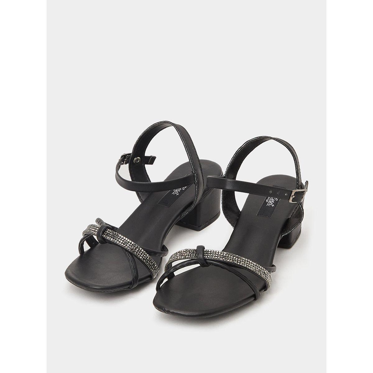 Styli Embellished Detail Block Heel Sandals-women-shoes-heels-image-2