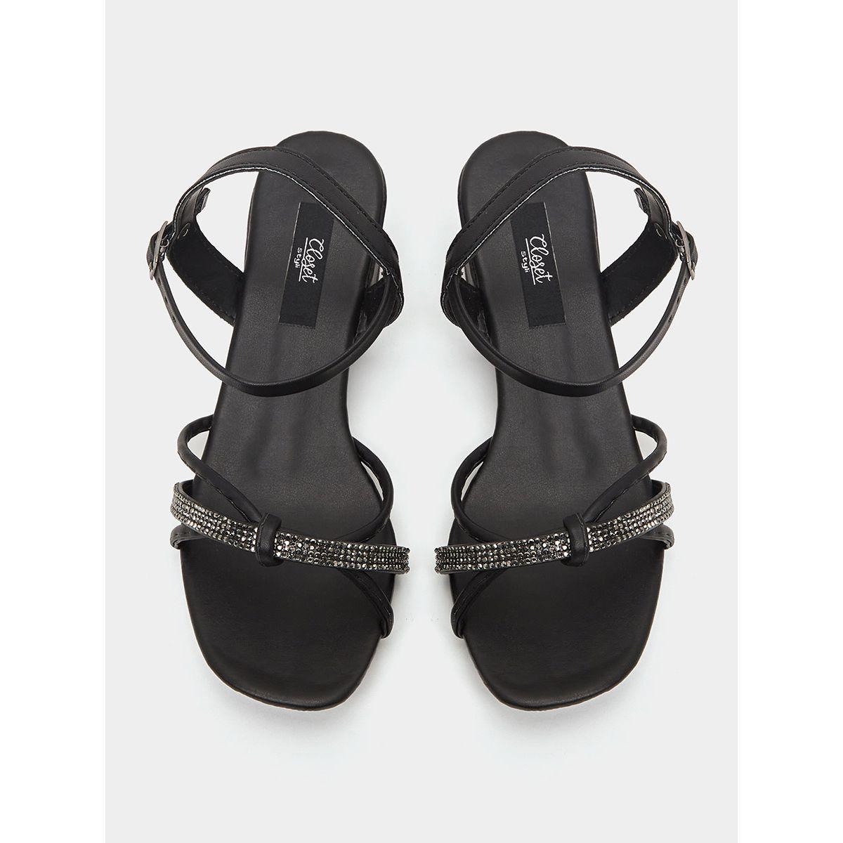 Styli Embellished Detail Block Heel Sandals-women-shoes-heels-image-5