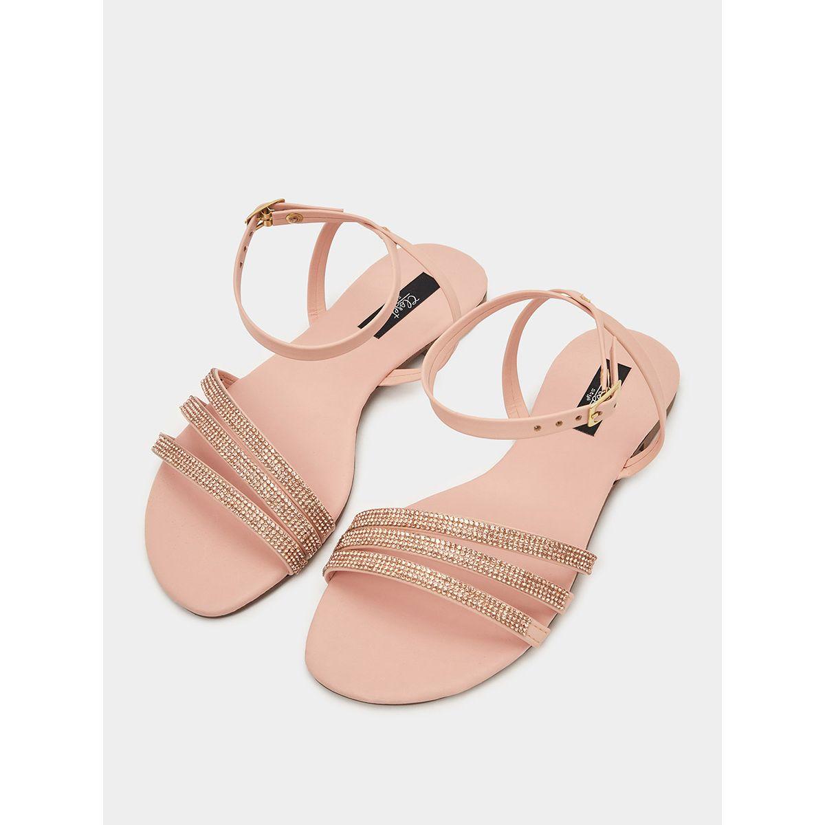 Styli Embellished Detail Ankle Strap Sandals-women-shoes-sandals-flats-image-2