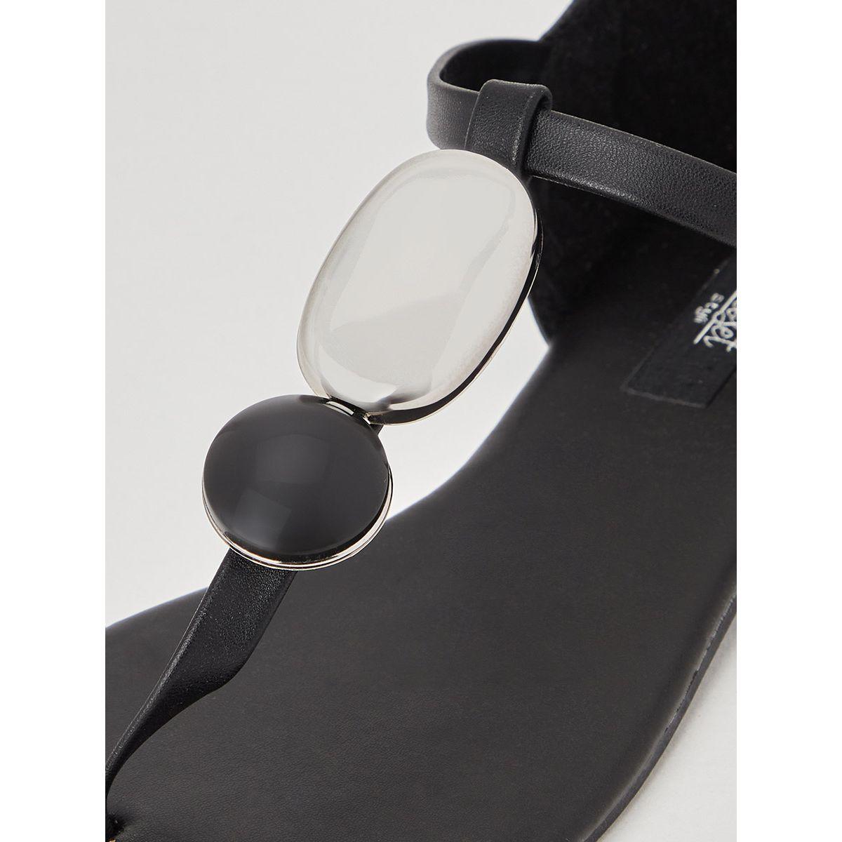 Styli Embellished Stone Detail T-Strap Sandals-women-shoes-sandals-flats-image-4