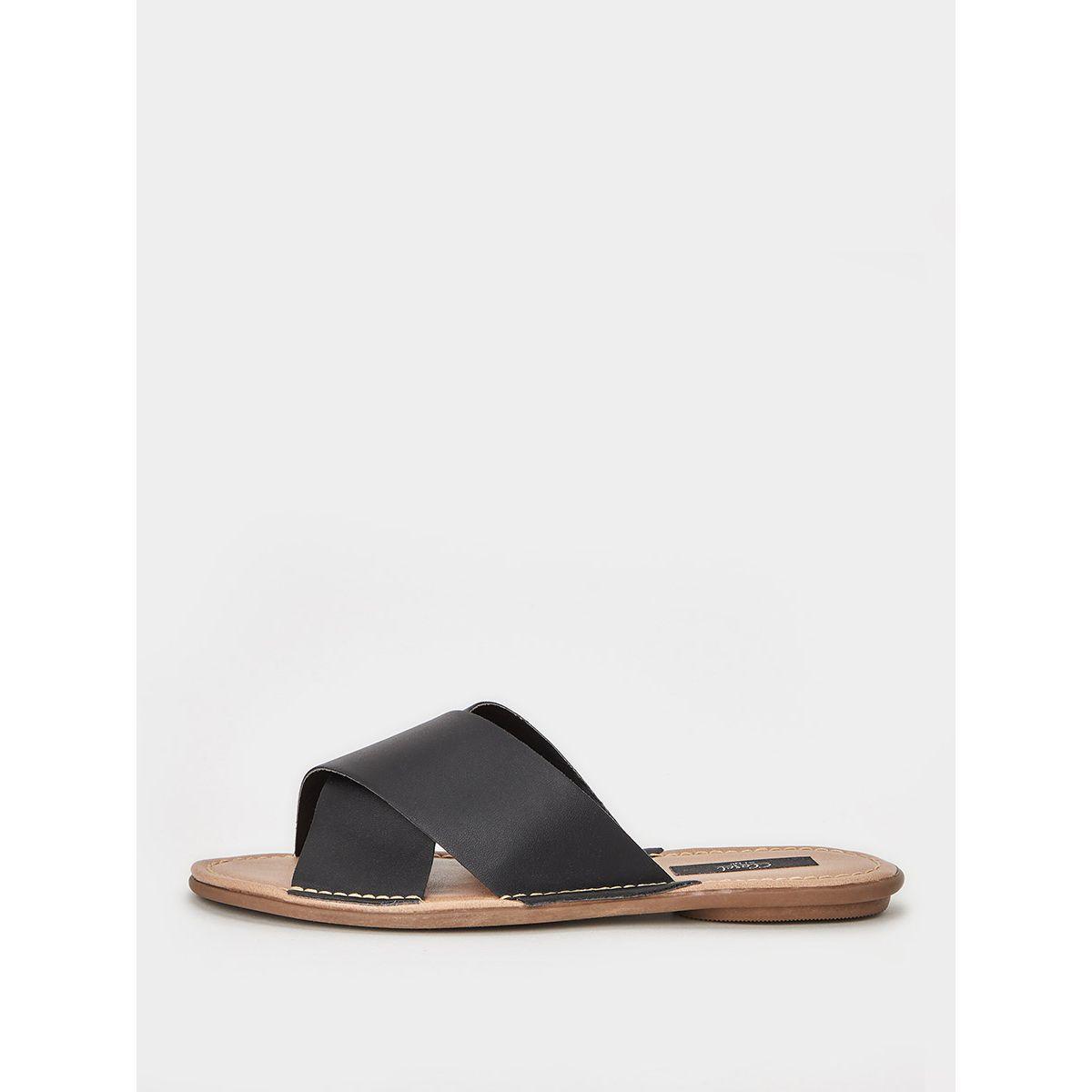 Styli Cross Band Flat Mule Sandals-women-shoes-sandals-flats-image-1