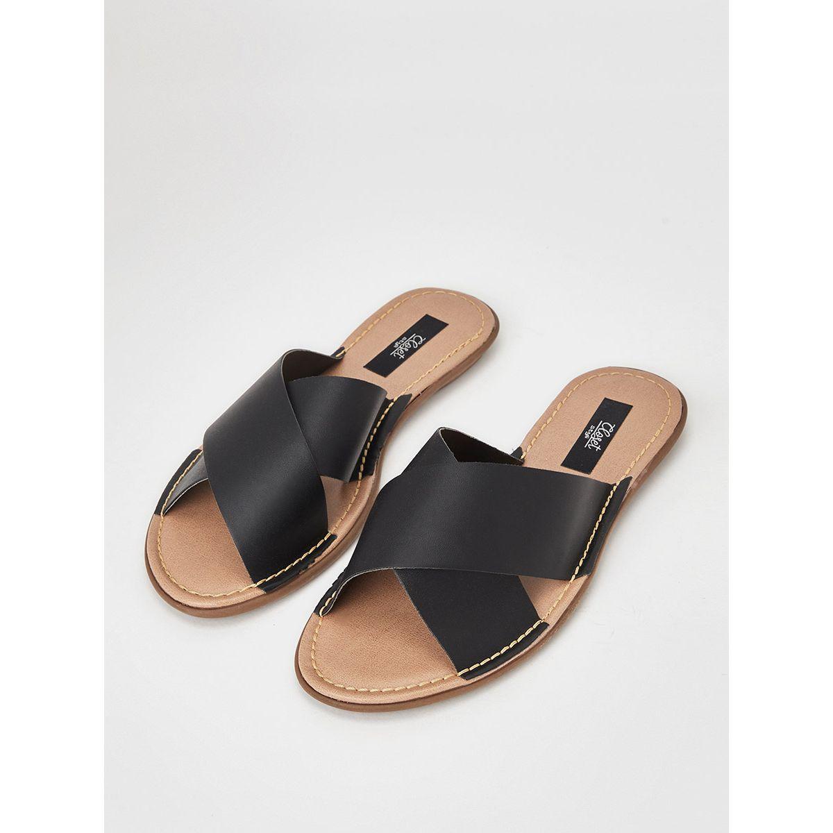 Styli Cross Band Flat Mule Sandals-women-shoes-sandals-flats-image-2