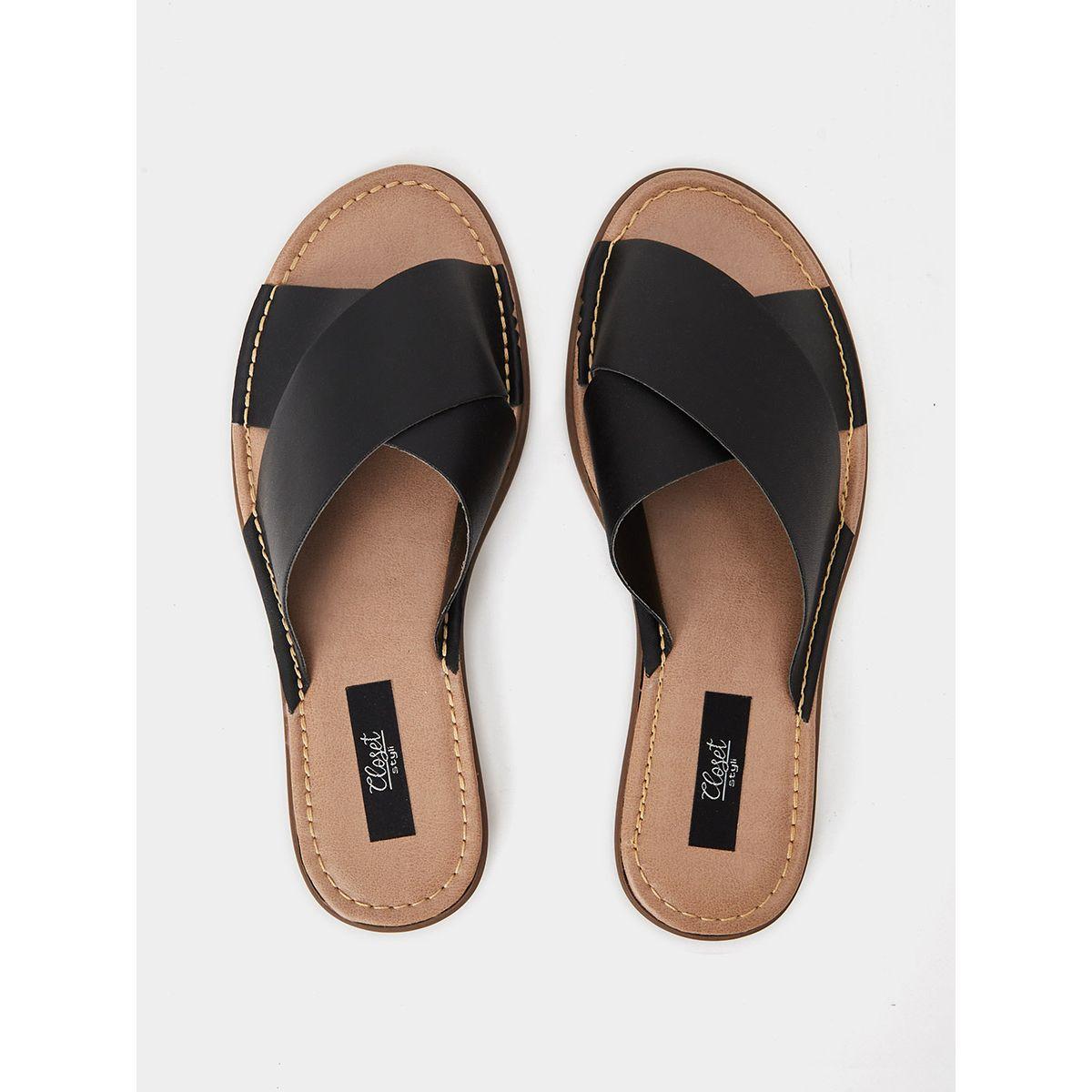 Styli Cross Band Flat Mule Sandals-women-shoes-sandals-flats-image-4