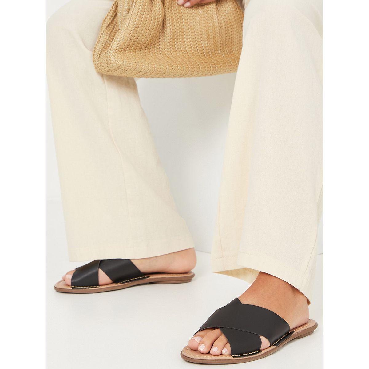 Styli Cross Band Flat Mule Sandals-women-shoes-sandals-flats-image-6