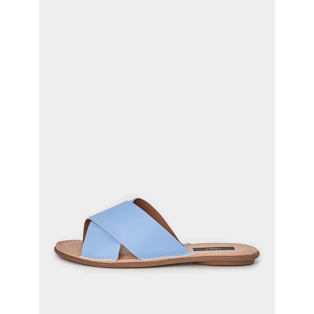 Styli Cross Band Flat Mule Sandals-women-shoes-sandals-flats-image-1