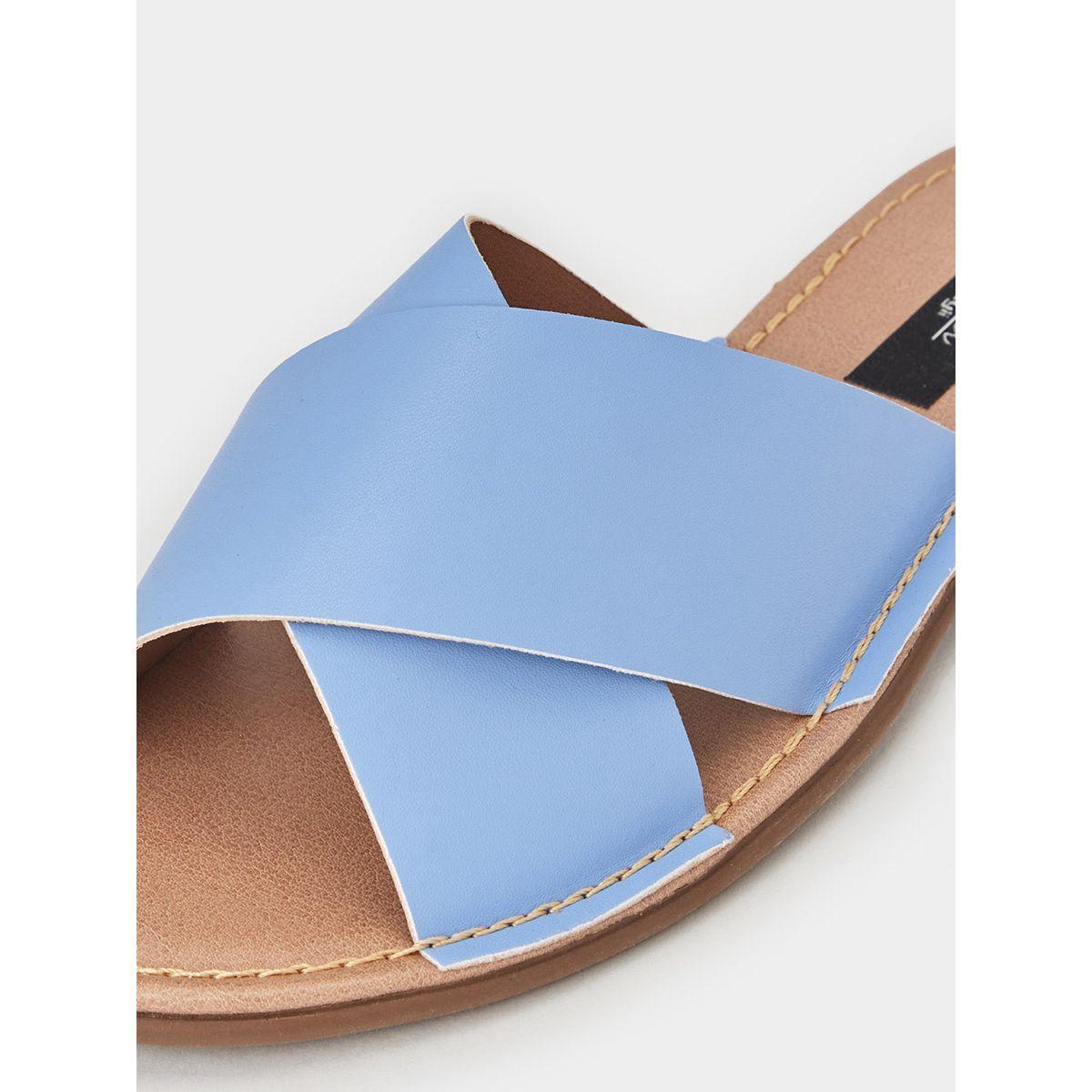 Styli Cross Band Flat Mule Sandals-women-shoes-sandals-flats-image-4
