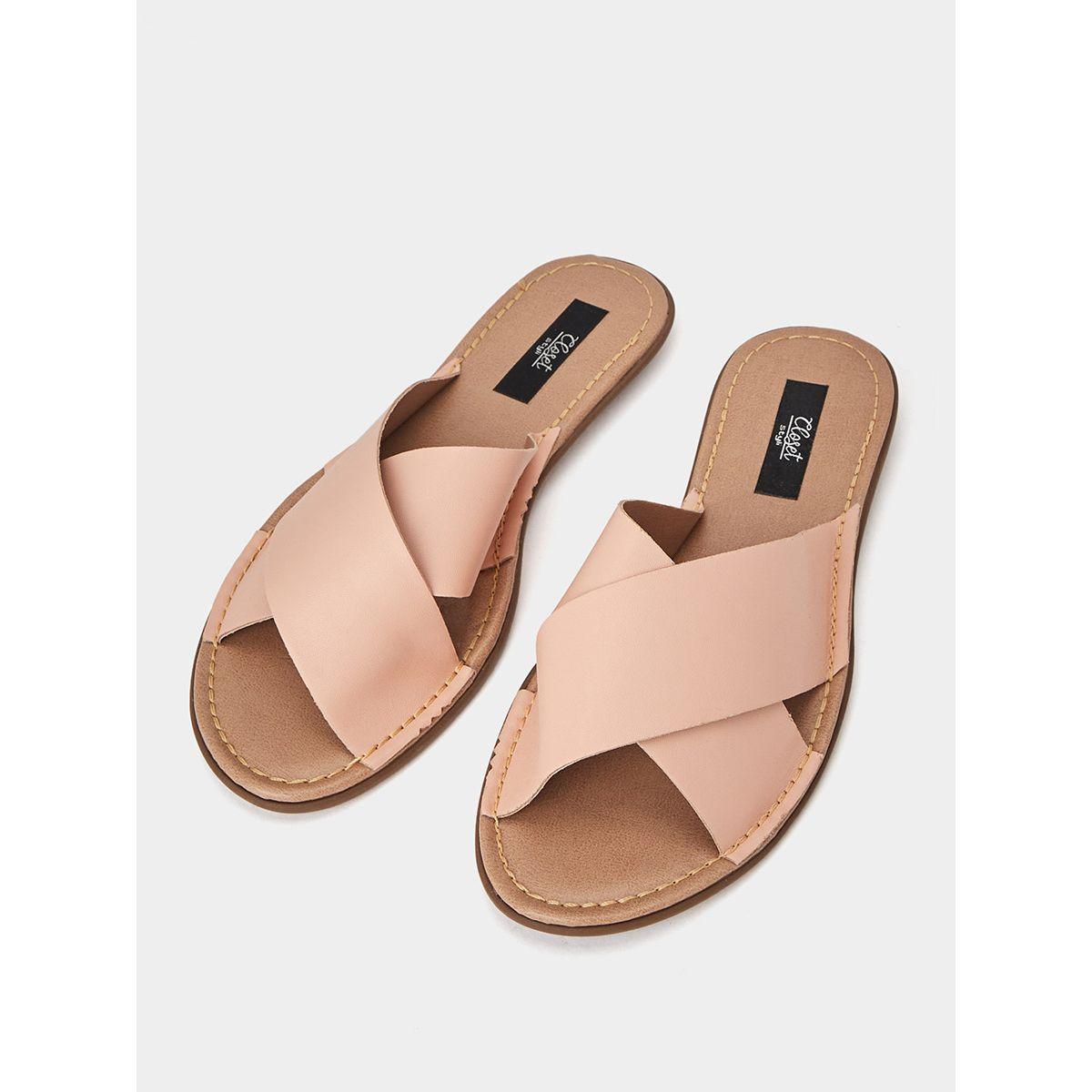 Styli Cross Band Flat Mule Sandals-women-shoes-sandals-flats-image-2