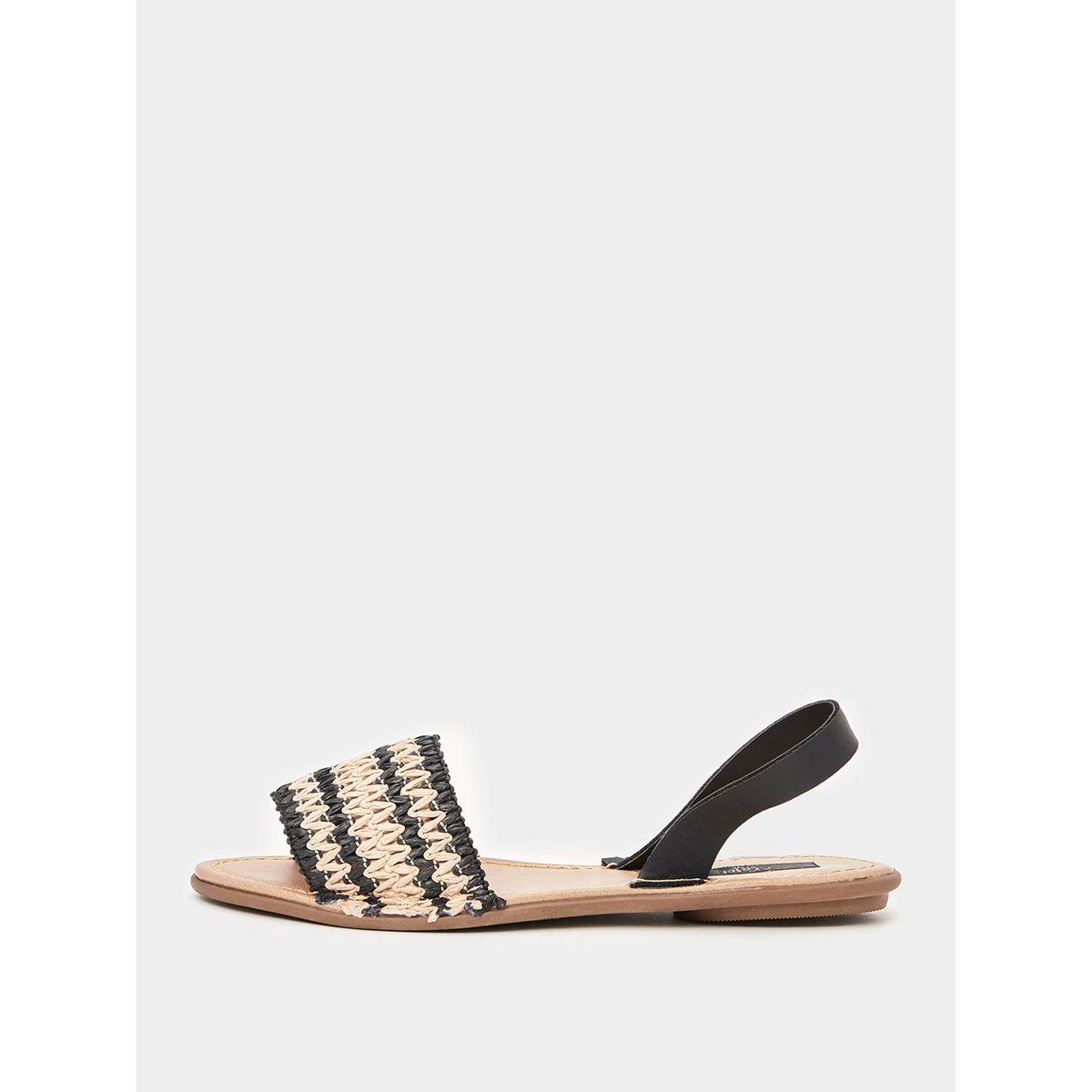 Styli Woven Strap Detail Slingback Sandals-women-shoes-sandals-flats-image-1