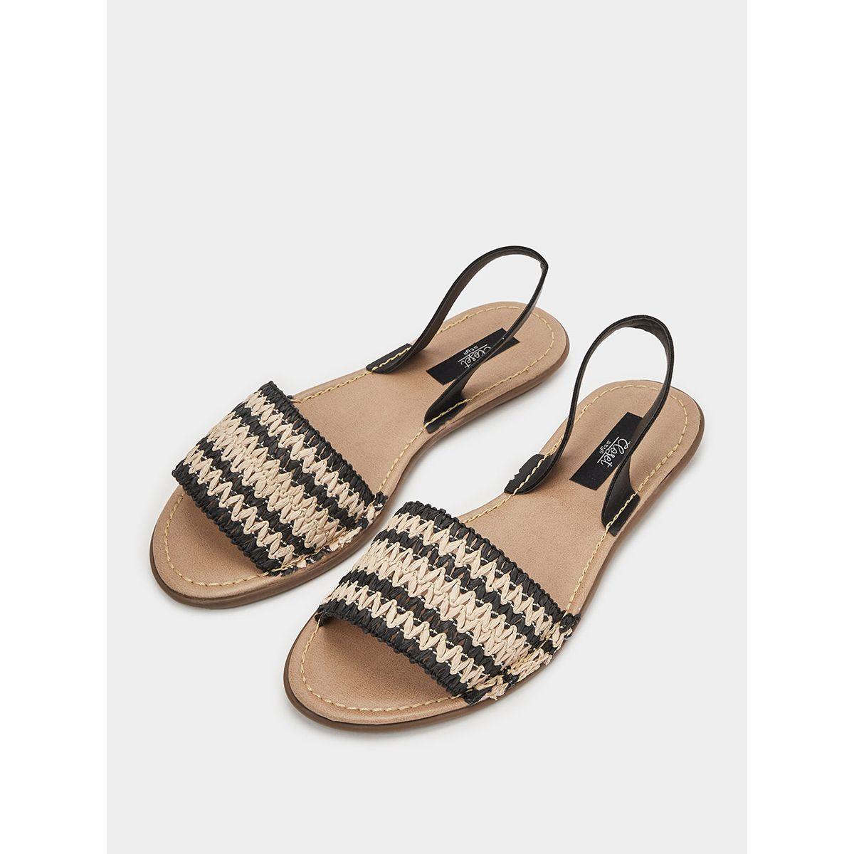 Styli Woven Strap Detail Slingback Sandals-women-shoes-sandals-flats-image-2